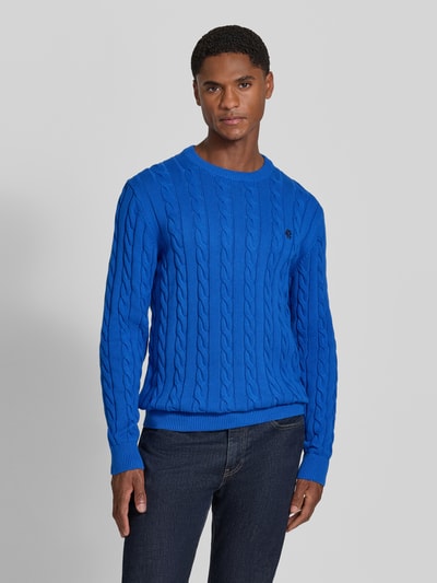MCNEAL Slim fit gebreide pullover van puur katoen Blauw - 4