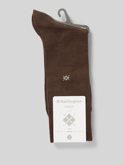 Burlington Socken mit Label-Print Modell 'Dublin' Dunkelbraun 3