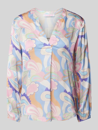 Frieda & Freddies Overhemdblouse van viscose met all-over print Lichtblauw - 2