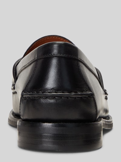 Productfoto, 'Loafer aus echtem Leder' van Polo Ralph Lauren, zwart gladleer, afgeronde punt, blokhak, gestructureerde zool, effen