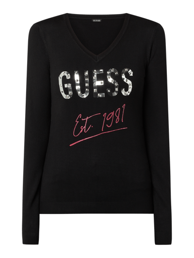 Guess Pullover mit Logo-Print Modell 'Angeline' Black 2