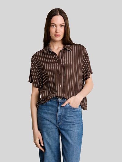 Tom Tailor Denim Boxy Fit Freizeithemd aus reiner Viskose Schoko 4