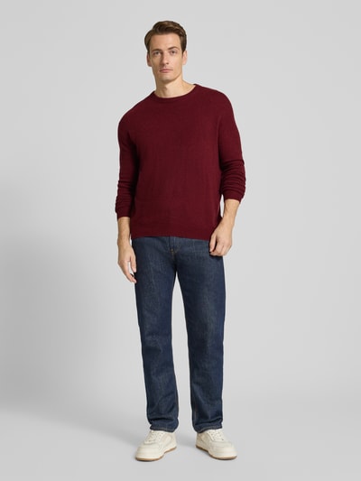 American Vintage Slim Fit Strickpullover aus Cashmere Blend Modell 'RAXOW' Bordeaux 1