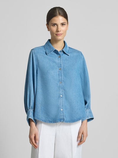 Lanius Regular Fit Hemdbluse aus reinem Lyocell in Denim-Optik Jeansblau 4