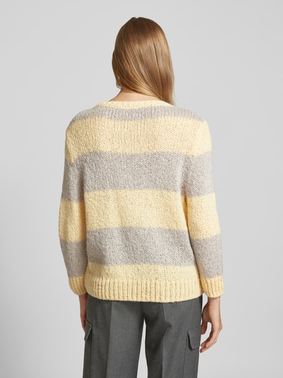 Oui Gebreide pullover met ronde hals Lichtgeel - 5