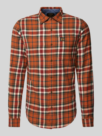 Superdry Koszula casualowa o kroju slim fit z naszywką z logo model ‘Lumberjack’ Pomarańczowy 2