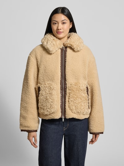 Stefanel Jacke aus Teddyfell mit Zweiwege-Reißverschluss Sand 4