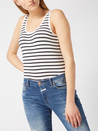 Oui Tanktop mit Streifenmuster Weiss 4