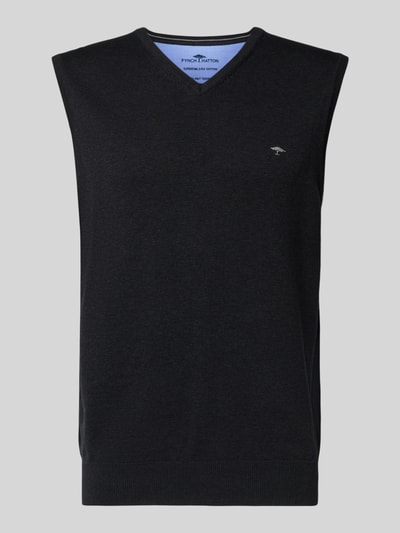 Fynch-Hatton Pullunder mit Logo-Detail Modell 'Slipover Superfine' Anthrazit 2