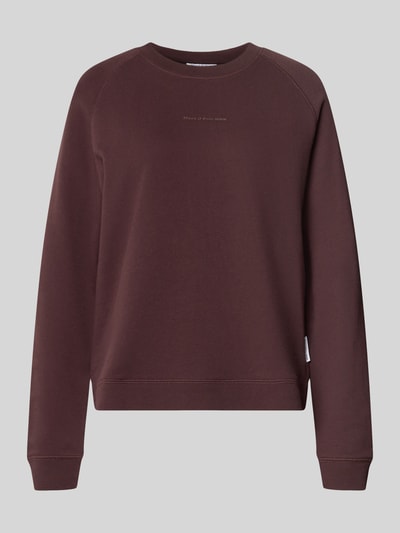 Produktfoto, Regular Fit Sweatshirt aus reiner Baumwolle von Marc O'Polo in Dunkelbraun auf grauem Hintergrund, Damen Sweatshirt von Marc O'Polo DENIM