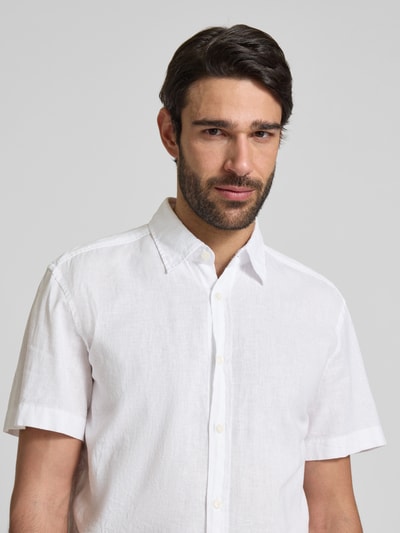 JOOP! Jeans Regular Fit Freizeithemd aus Leinen-Baumwoll-Mix Weiss 3