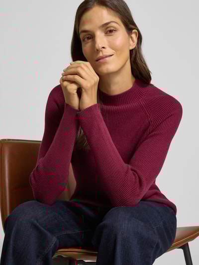 Soyaconcept Gebreide pullover met ribboorden, model 'KANITA' Bordeaux gemêleerd - 3