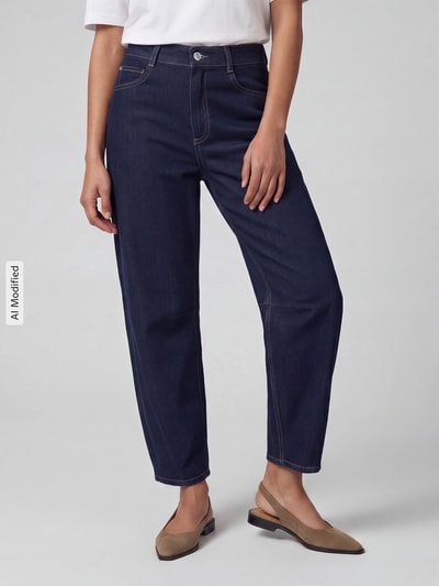 ANGELS Regular Fit Barrel Jeans aus Baumwoll-Mix Modell 'ELLY' Dunkelblau 4