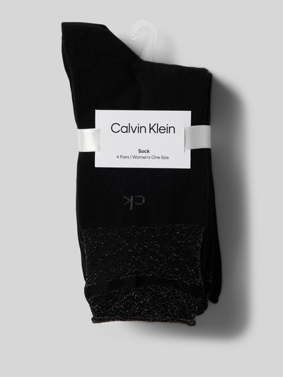 CK Calvin Klein Socken mit Effektgarn Modell 'LUREX' im 4er-Pack Black 3