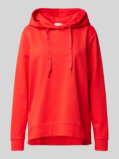 s.Oliver RED LABEL Relaxed Fit Hoodie aus Baumwoll-Mix mit breiten Kordeln Rot 2