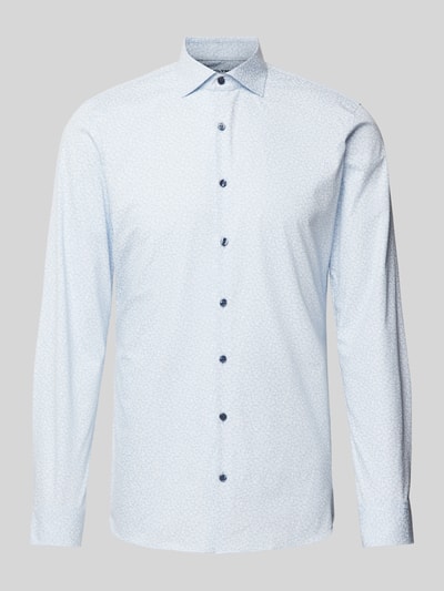 OLYMP No. Six Super Slim Fit Business-Hemd Allover-Muster Bleu 2