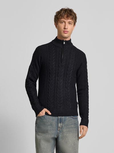 Blend Strickpullover mit Reißverschluss Modell 'BASIM' Anthrazit 4