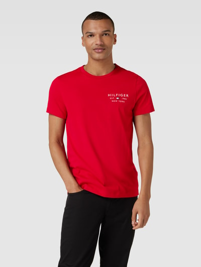 Tommy Hilfiger T-shirt met labelprint Rood - 4