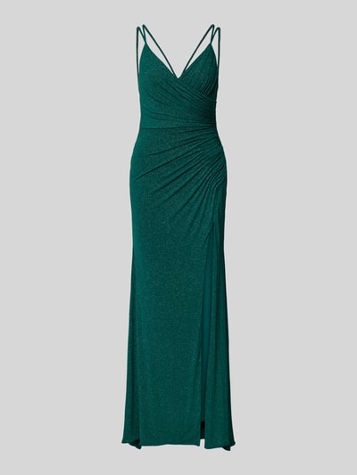 Mascara Abendkleid mit V-Ausschnitt und Raffungen Dunkelgruen 2