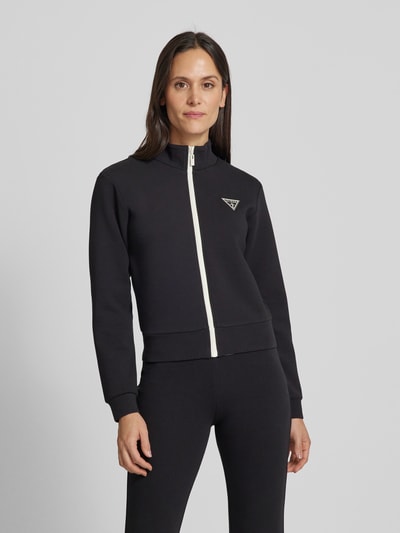 Guess Activewear Bluza rozpinana z naszywką z logo model ‘ANN’ Czarny 4