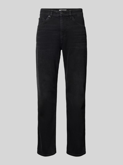 Produktfoto, Straight Fit Jeans im 5-Pocket-Design von Drykorn in Schwarz aus elastischem Baumwoll-Mix mit Knopf- und Reißverschluss, Herren Jeans