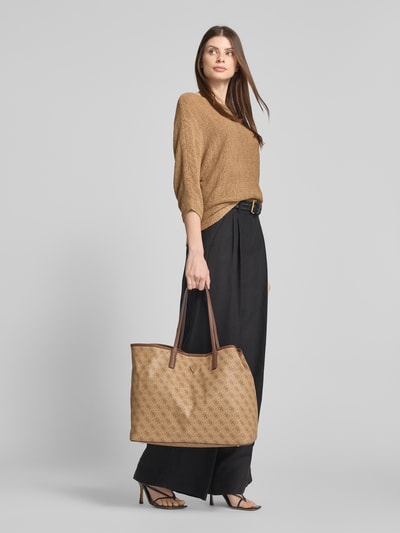 Guess Torebka z aplikacją z logo model ‘VICTTORIA’ Beżowy 1