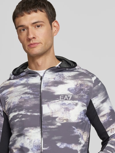 EA7 Emporio Armani Sweatjacke mit Label-Print Modell 'VIGOR' Mittelgrau 3