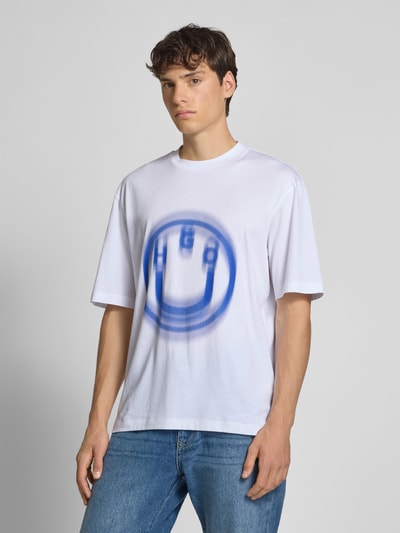 Hugo Blue T-Shirt mit Logo-Print Modell 'Nalax' Weiss 4