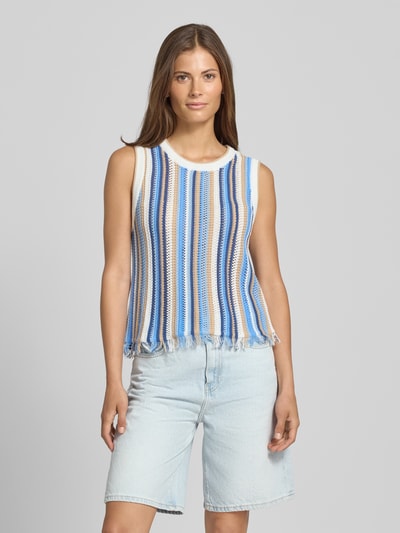 Stefanel Top z dzianiny z frędzlami Jasnoniebieski melanż 4