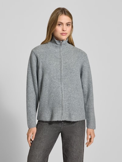 ICHI Regular fit gebreid jack met opstaande kraag, model 'IHDUCIE' Middengrijs - 4