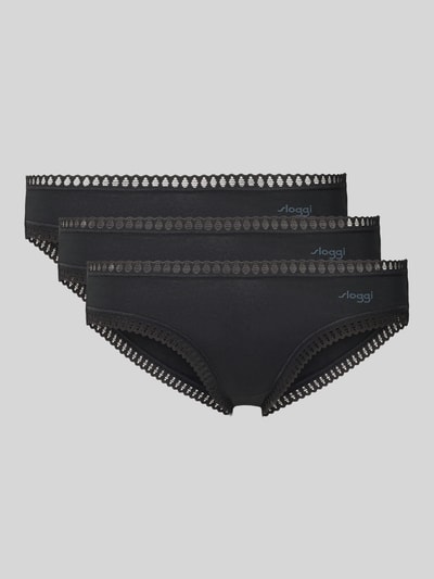 Sloggi Figi z koronką szydełkową w zestawie 3 szt. model ‘GO Crush’ Czarny 1