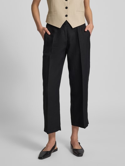Brax Straight Leg Leinenhose mit verkürztem Schnitt Black 4