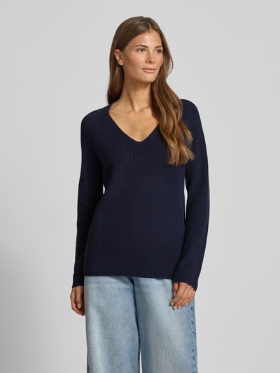 s.Oliver RED LABEL Regular fit gebreide pullover van katoenmix Marineblauw - 4