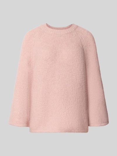 Produktfoto, Strickpullover mit Raglanärmeln von FREE/QUENT, różowy, prosty krój, mieszanka materiałów z dodatkiem wełny, okrągły dekolt, długość tyłu w rozmiarze S: 54 cm, długość rękawów: 50 cm