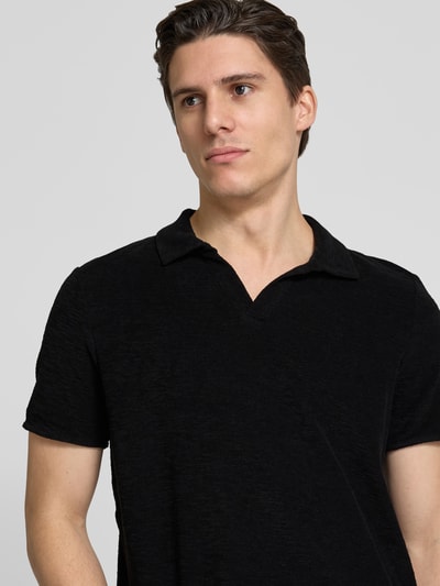 JOOP! Jeans Regular Fit Poloshirt mit V-Ausschnitt Modell 'Antal' Black 3