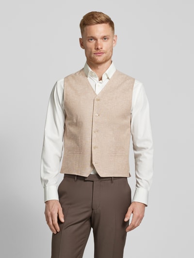 Jack & Jones Premium Slim Fit Anzugweste mit Paspeltaschen Modell 'RIVIERA' Sand 4