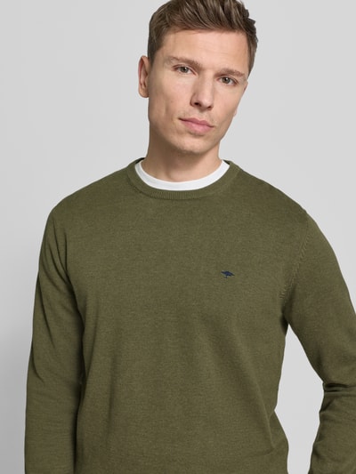 Fynch-Hatton Strickpullover mit gerippten Abschlüssen Oliv 3