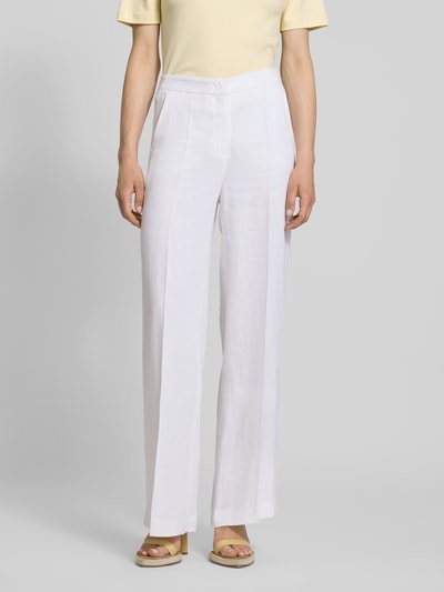 Luisa Cerano Straight leg linnen broek met persplooien Wit - 4