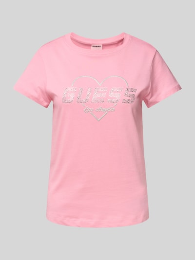 Guess Activewear T-Shirt mit Strasssteinbesatz Modell 'NARCISO' Pink 2