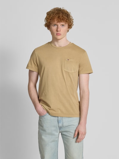 Tommy Jeans Regular Fit T-Shirt aus Baumwolle mit Brusttasche Beige 4