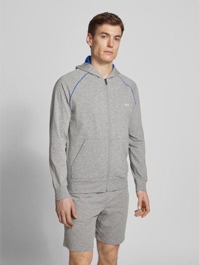 BOSS Sweatjack met labelstitching, model 'Mix&Match' Middengrijs - 4