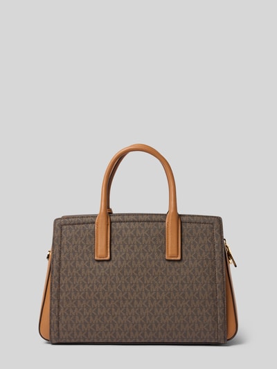 Productfoto, Handtasche aus Leder mit Logo-Muster Modell 'LAILA' van MICHAEL Michael Kors, bruin met logomotief, echt leer, ritssluiting, Labelapplicatie, draagband, schouderband, Breedte 34 cm, Lengte 22 cm, Diepte 13 cm, bandlengte 36 cm