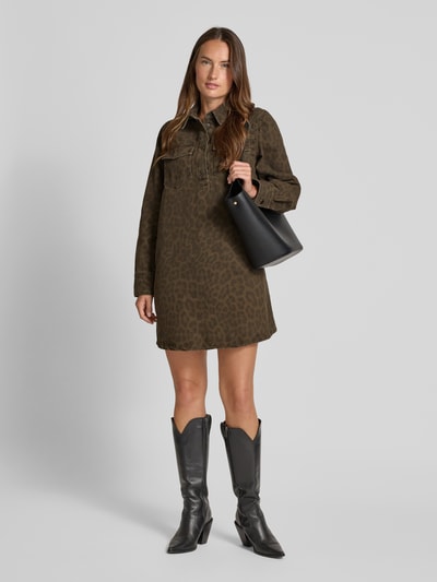 Jake*s Casual Hemdblusenkleid in Leo-Optik mit Brusttaschen Dunkelbraun 1