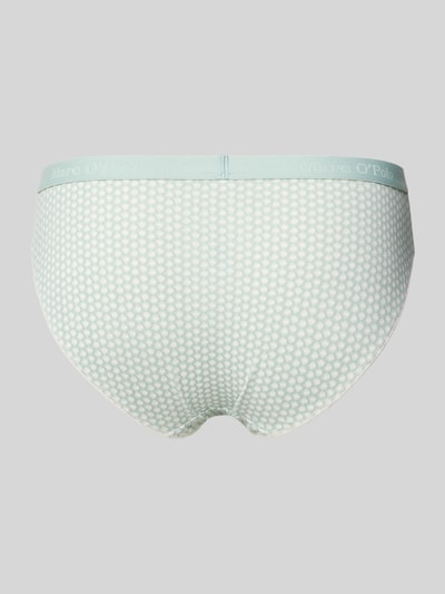 Frauenmodel trägt Slip aus Baumwoll-Mix im 3er-Pack von Marc O'Polo, Optik:Allover-Muster, Bundabschluss: Elastisch, Jersey-Stretch, Ganzkörperansicht Rückansicht