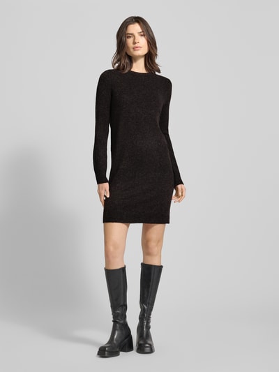 VERO MODA Fließendes Strickkleid mit langen Ärmeln Modell 'DOFFY' Dunkelbraun Melange 1