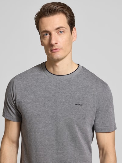 GANT T-Shirt mit Rundhalsausschnitt und Label-Stitching Marine 3