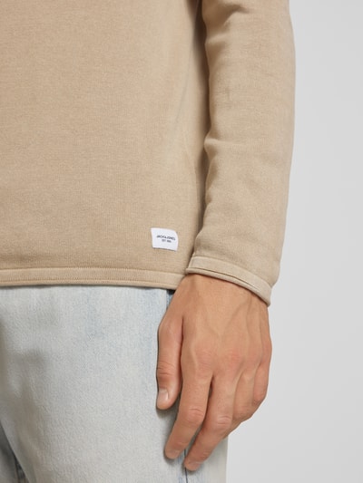 Jack & Jones Strickpullover mit Rundhalsausschnitt Modell 'ELEO' Beige 3