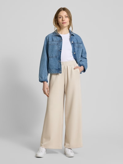 mbyM Wide leg stoffen broek met steekzakken, model 'Asaka' Taupe - 1