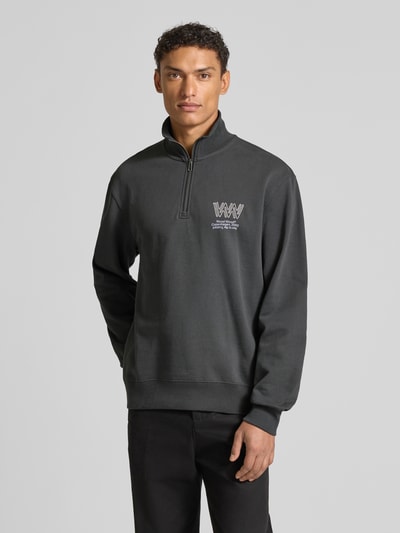 Wood Wood Sweatshirt met opstaande kraag en ritssluiting, model 'Jack' Antraciet - 4