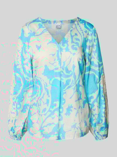 Emily Van den Bergh Regular Fit Bluse mit V-Ausschnitt Aqua 2